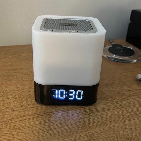 Alarm Clock Bluetooth Speaker Night Light - Picture 1 of 8